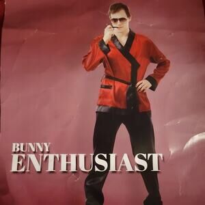 Bunny Enthusiast Costume Large Red Black Hauntlook Halloween Robe Pants